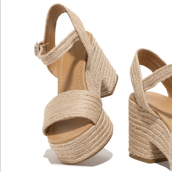 Jute Ankle Strap Platform Block Heel Sandal - Picture 4 of 14